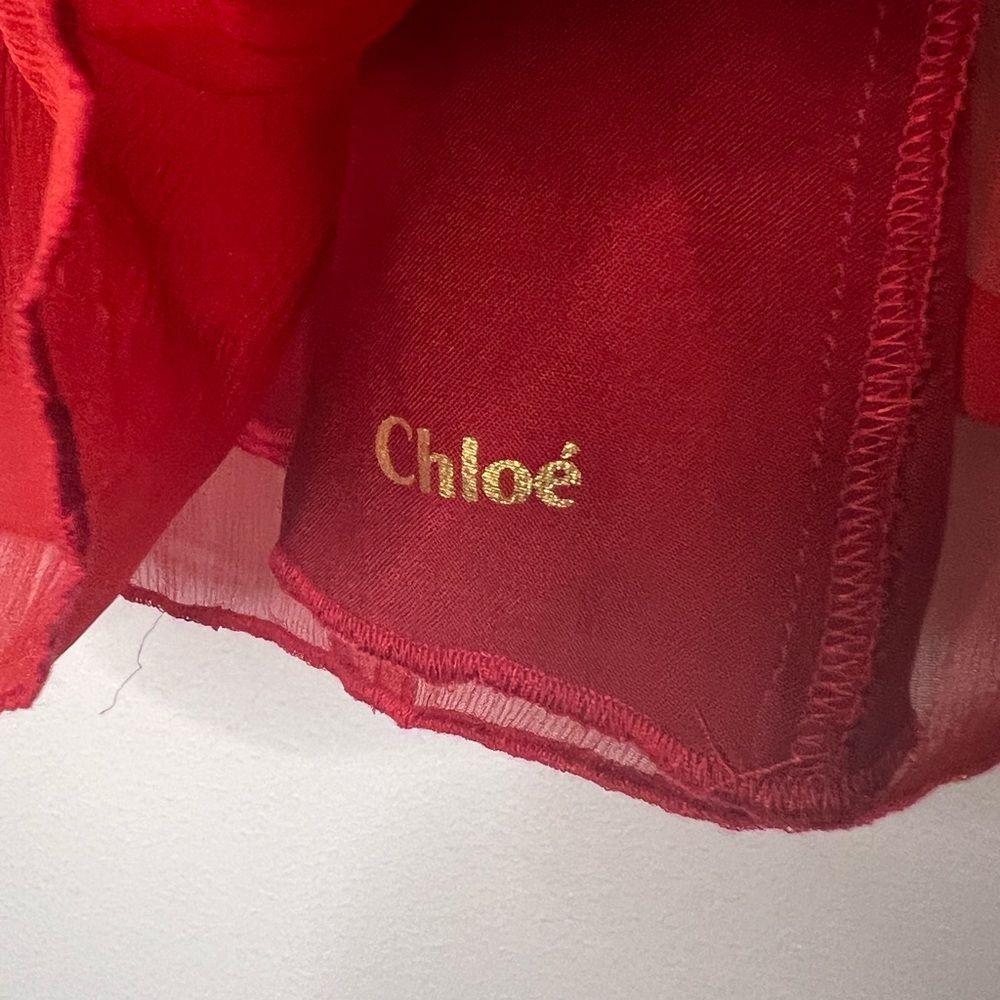Chloé Red Dress with Goldtone Accents - Picture 3 of 10